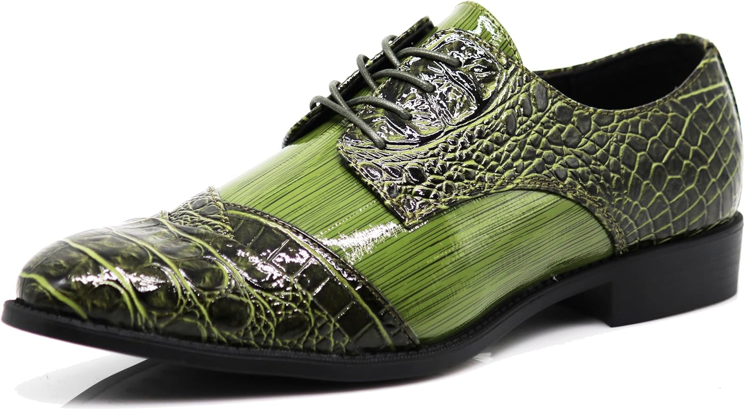 STW Men's Alligator Crocodile Print Oxfords Fashion Lace Up Dress Shoes - Image 2