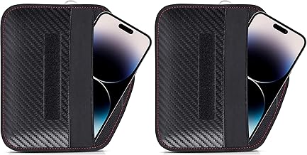 Samfolk Funda Faraday Movil, Bolsa Faraday Movil, Jaula Faraday Portatil Bloqueador Senal RFID/NFC, Bolsa Inhibidora de Seguridad - Fibra de Carbono (XL, Negro) (Paquete de 2)
