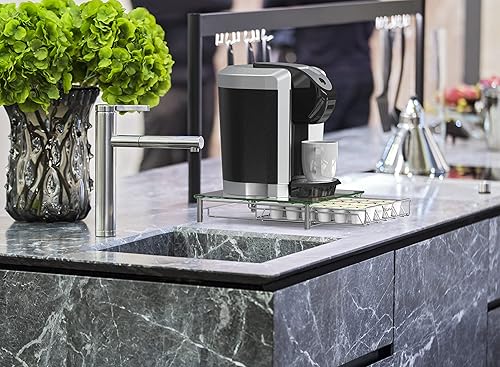 Miniatura 6 de DecoBrothers - Cajón de cristal templado para 30 cápsulas de café, cromado