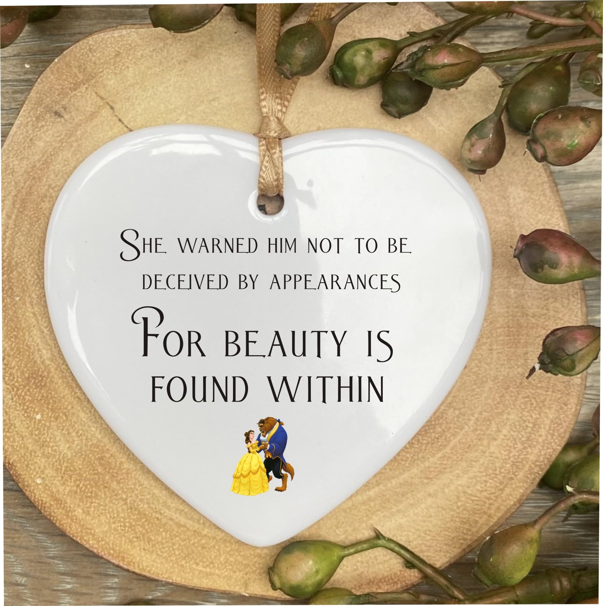 Inspired By Walt D Beauty & The B inspired Quote Ceramic Plaque Sign keepsake gift cr77