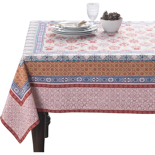 Maison d' Hermine Table Cloth Rectangle Table 100% Cotton 60 x 108 Inches Fall Tablecloth Reusable Everyday Use for Thanksgiving Christmas Decorations Dining Farmhouse Party (Romane)