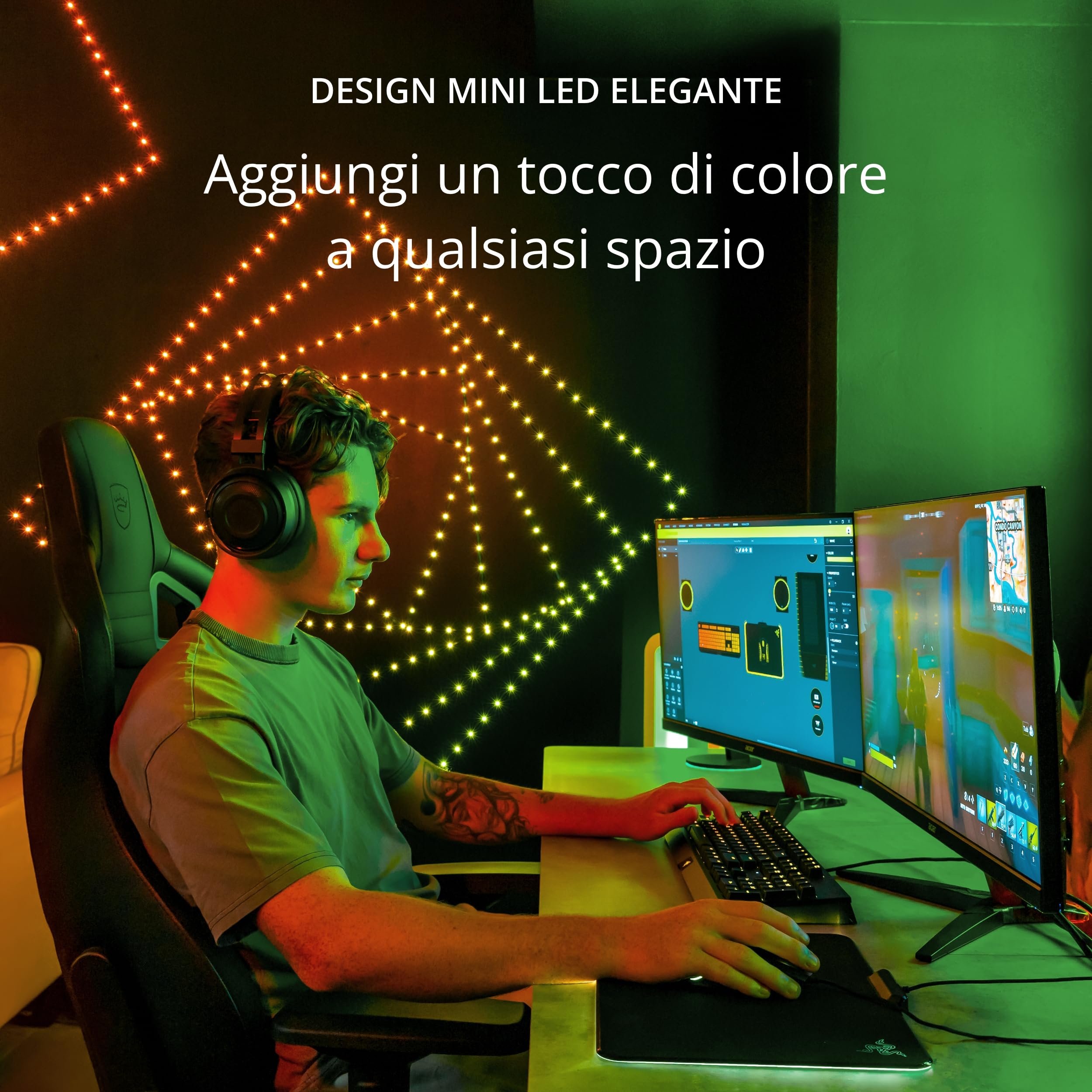 Twinkly Dots 10m, Striscia LED Multicolore per Esterno e Interno, Striscia LED RGB Flessibile, Compatibile con Alexa e Google Home, IP44, 16M+ Colori, Controllo App, Filo Trasparente, 200 LED