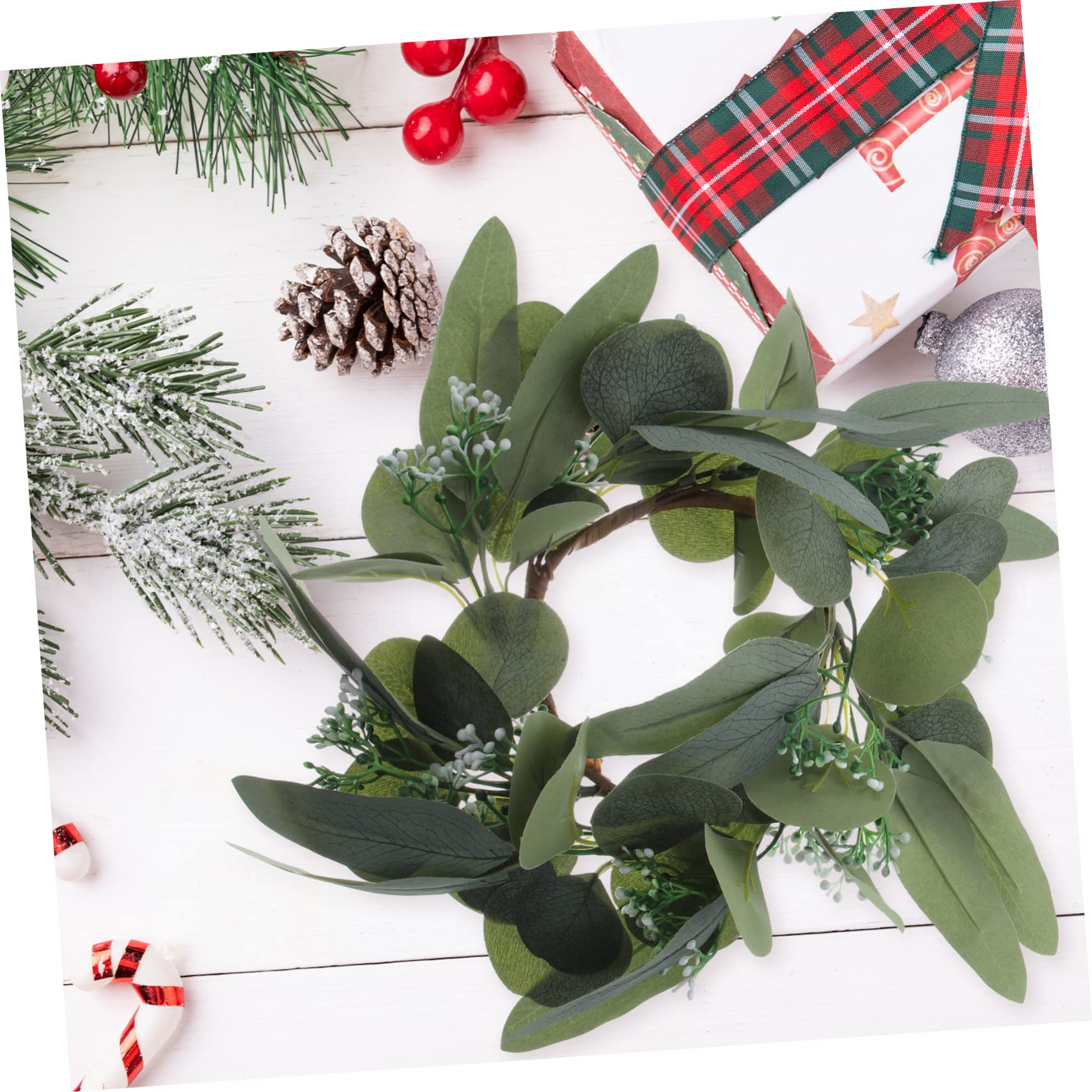 STOBAZA 5stücke Künstlicher Eukalyptus Kerzenkranz Wreath Für Festliche Tischdekoration Für Hochzeiten Weihnachten Besondere Anlässe Mit Lebhaften Farben Und Realistischen Blättern