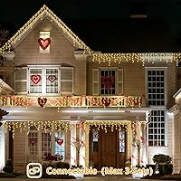 Vista 6 de YEGUO Luces de Carámbano LED de 33 pies 400 para Exteriores, 80 Gotas Luces de Carámbano de Navidad Conectables, 8 Modos Luces de Carámbano