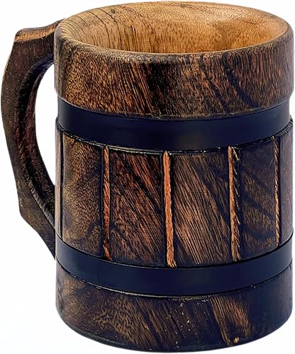 collectiblesBuy Taza de café tallada a mano de madera antigua jarra medieval rústica para bebidas regalo de padrinos de boda