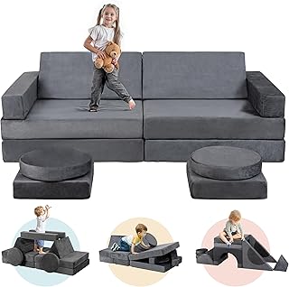 Nuturelly 18 PCS Modular Play Couch Kids Couch Fort Building for Toddler...