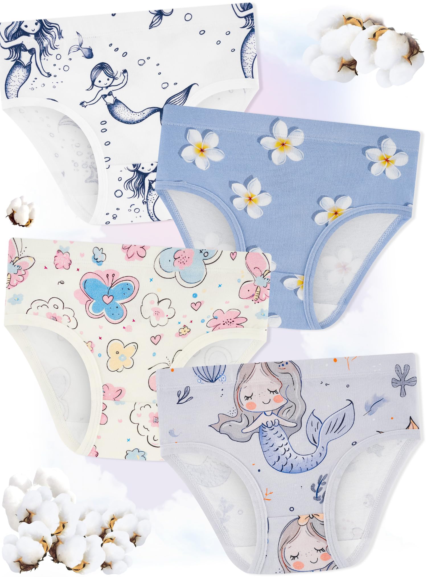Mädchenunterwäsche,Weiche,Nahtlose Baumwoll-Unterhosen für Kleinkinder&Größere Kinder,Atmungsaktive Slips,8er-Pack