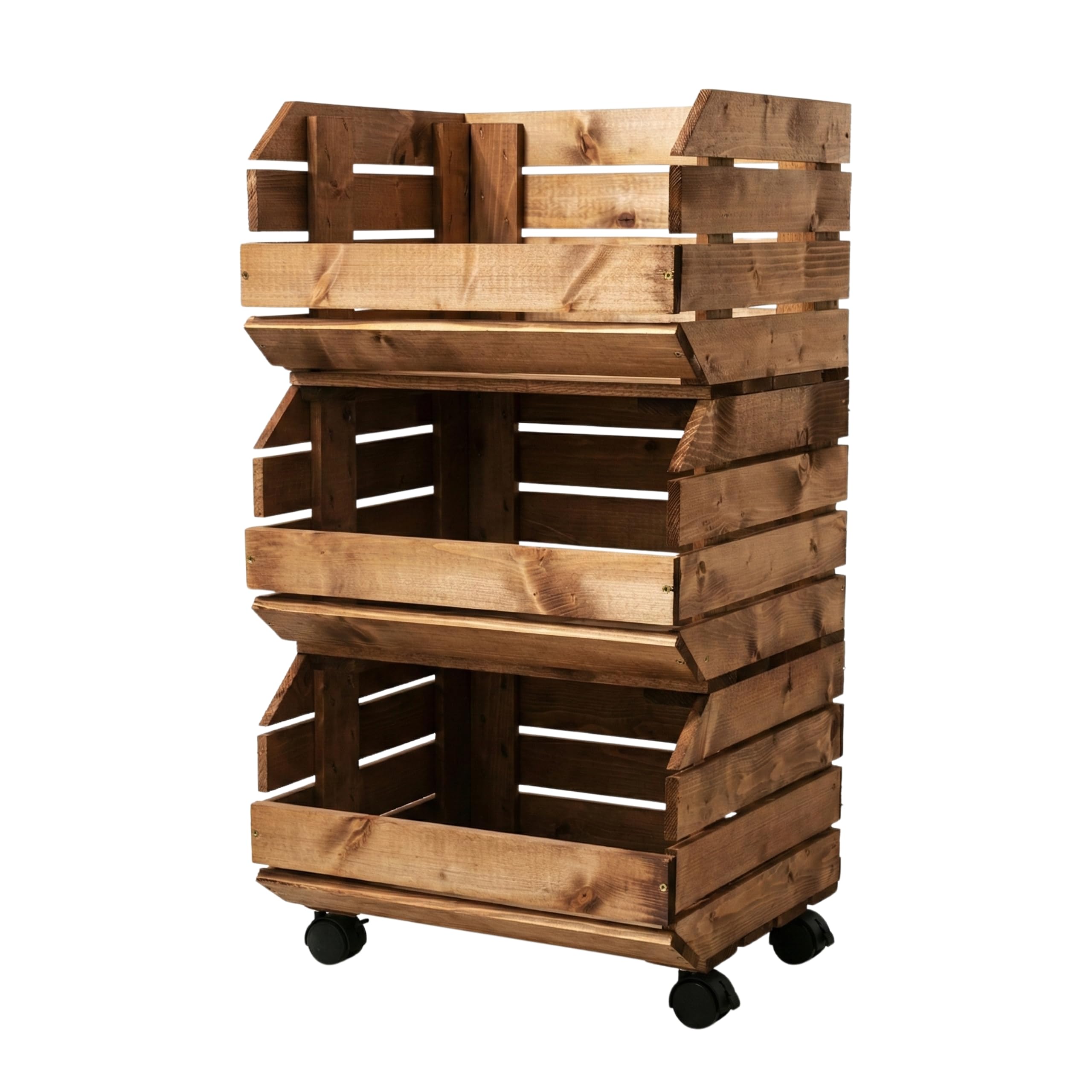 Scaffale Frutta e Verdura Portafrutta Con Ruote Carello 3 Livelli 37 x 30 x 73 cm Marrone
