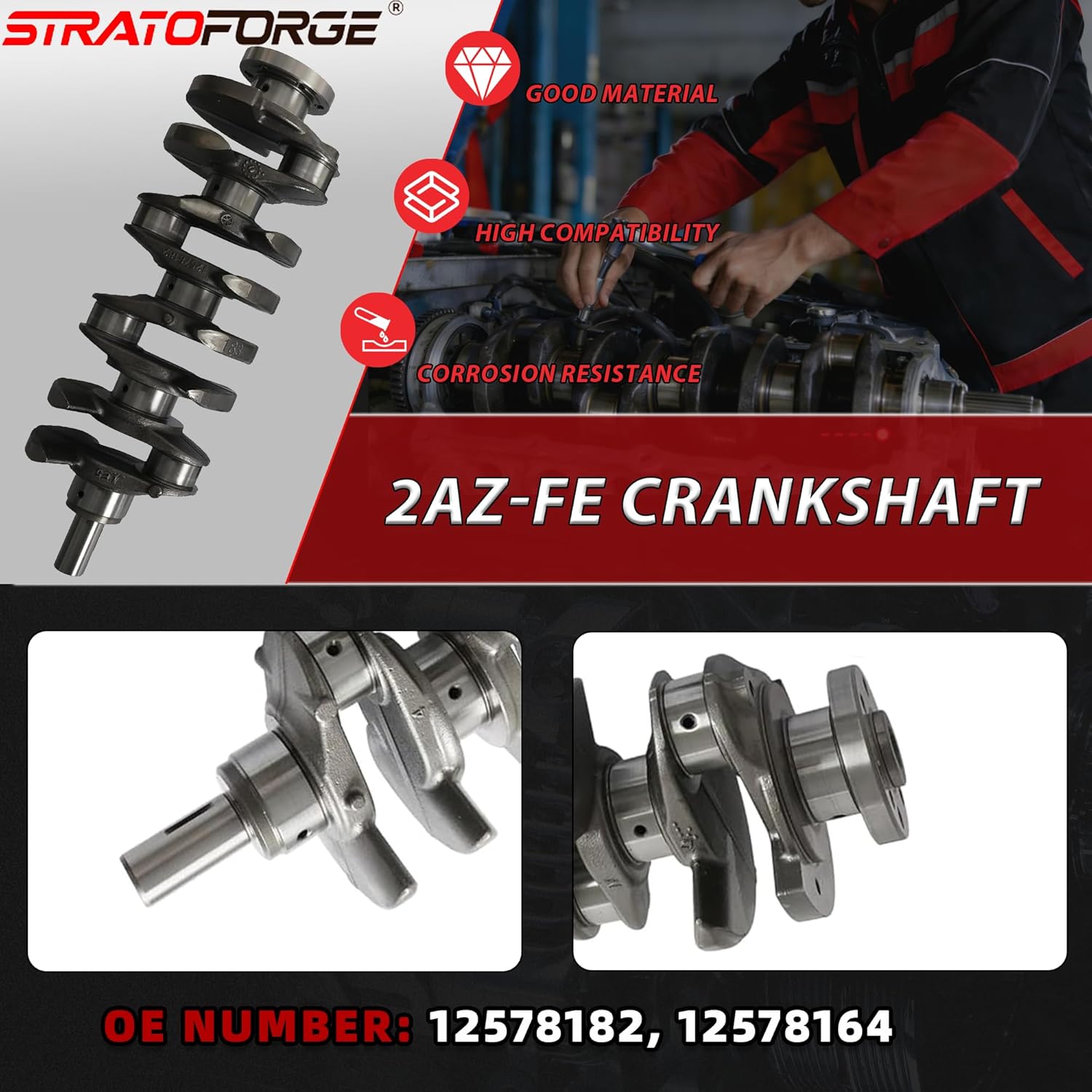 2.4 Engine Crankshaft w/Connecting Rod Bearing Kit For GMC Terrain Buick Lacrosse Chevrolet Malibu Equinox Captiva 2.4L 2011-2017 OE#12578182 12578164 12654958