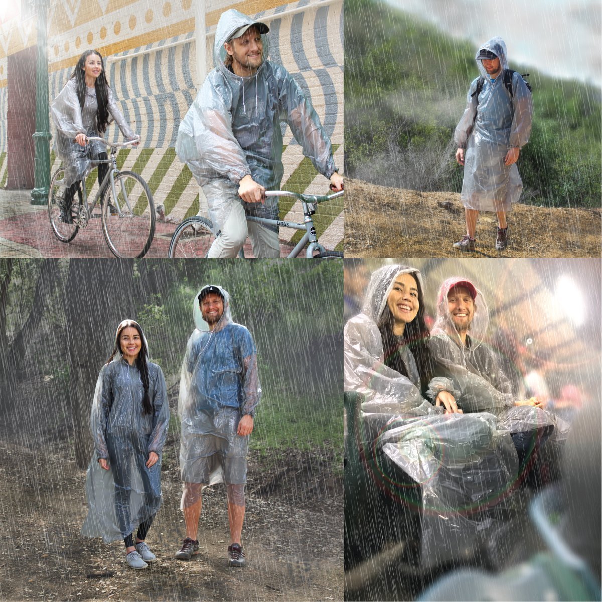 LEBEXY Poncho impermeable desechable con capucha, transparente, 5 unidades