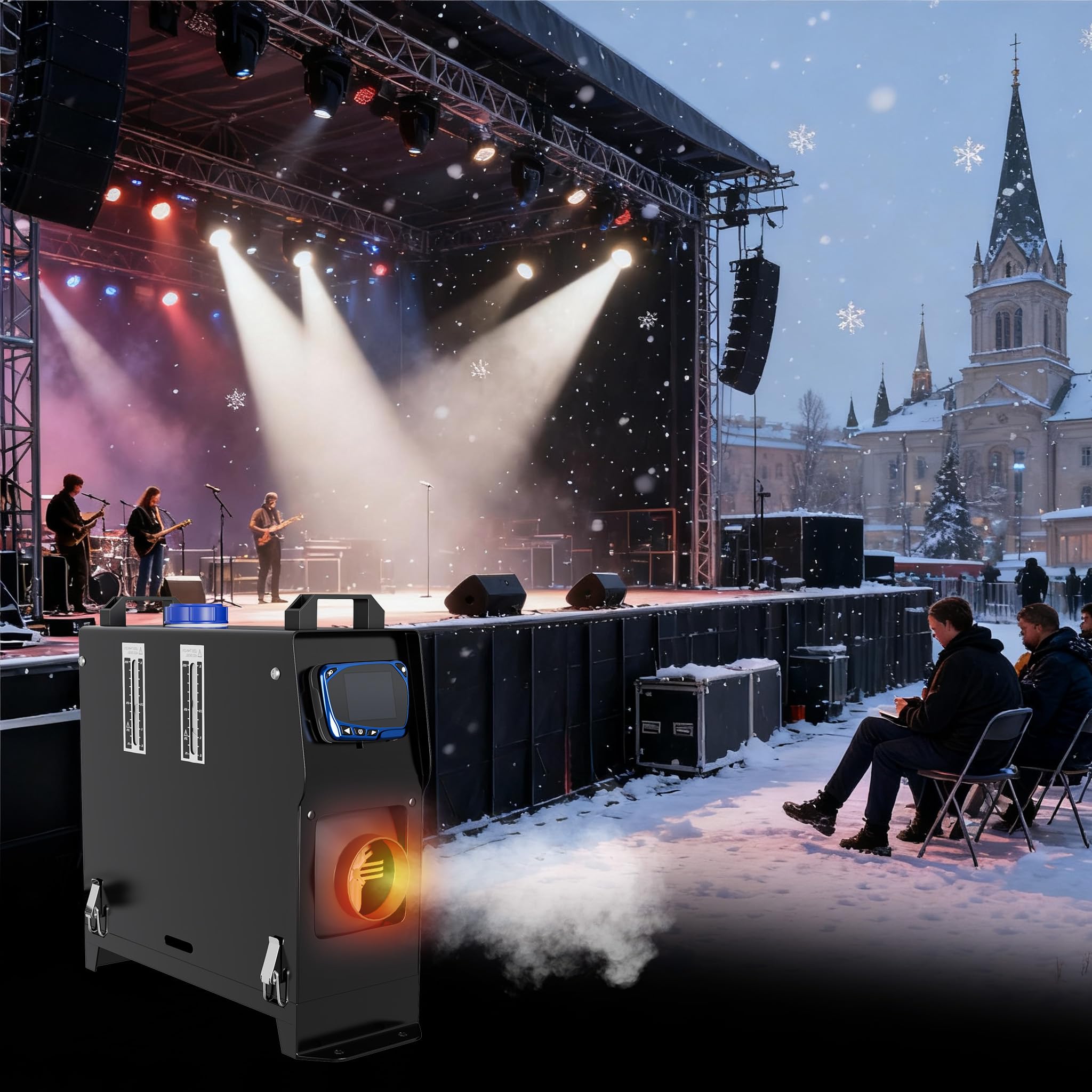 LZQ Ogrzewanie postojowe na olej napędowy 8 kW, 12 V, ogrzewanie z pilotem zdalnego sterowania, monitorem LCD i tłumikiem, do samochodów, kamperów, łodzi, ciężarówek, przyczep (czarny, typ A)