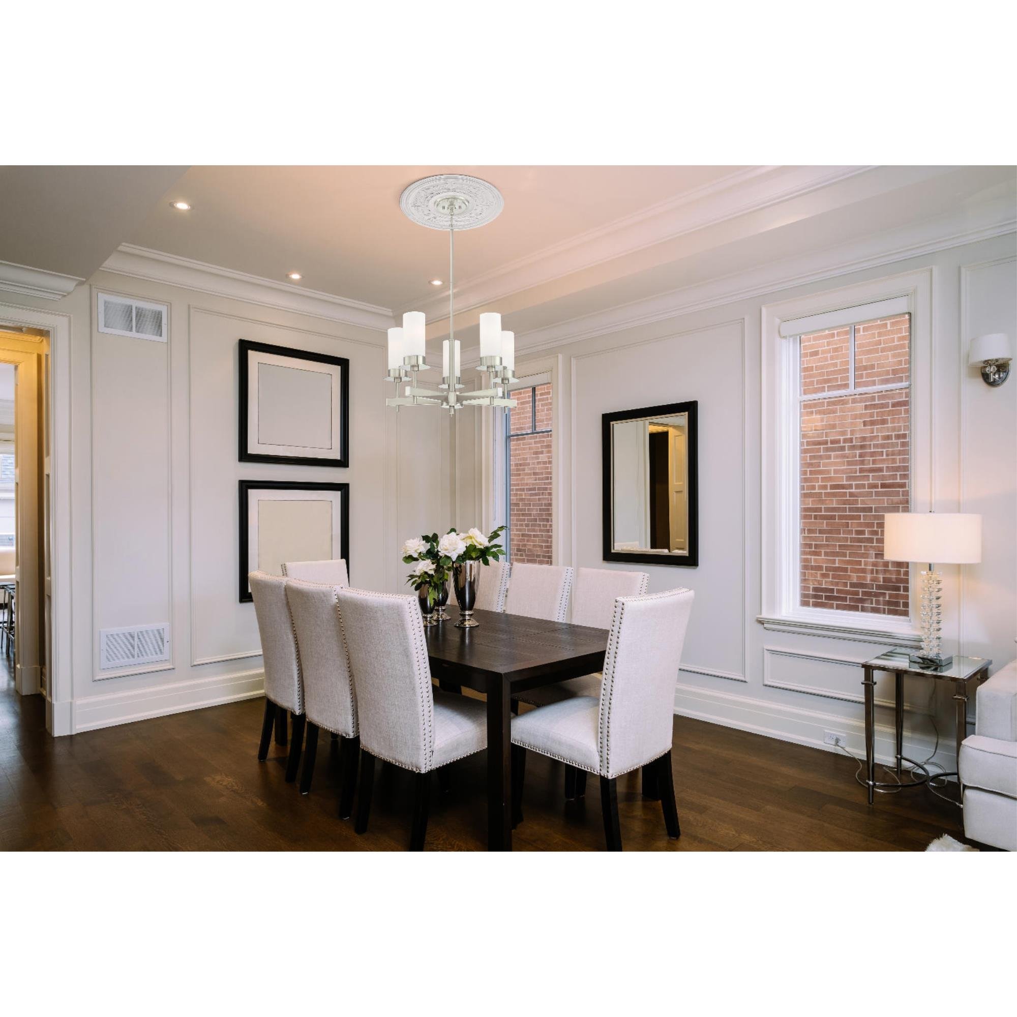 Westinghouse 12" White Berona Ceiling Medallion – Polyurethane, Acanthus Leaf Detail, For Lights Or Wall Decor