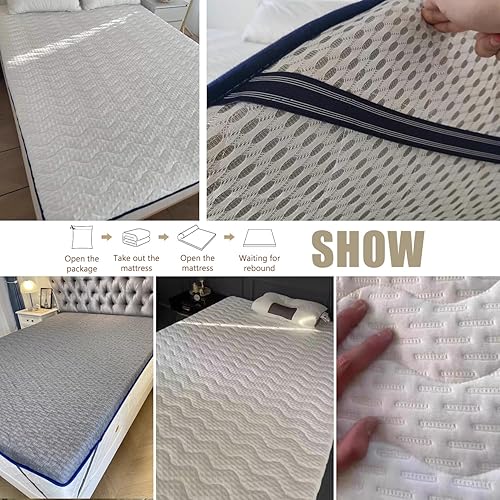 Miniatura 6 de Colchón de futón de 1.6 in (1.6 in), 2.6 x 4.7 pulgadas, colchón de futón japonés grueso de 1.6 in2.8 in, con correa, colchoneta plegable enrollable