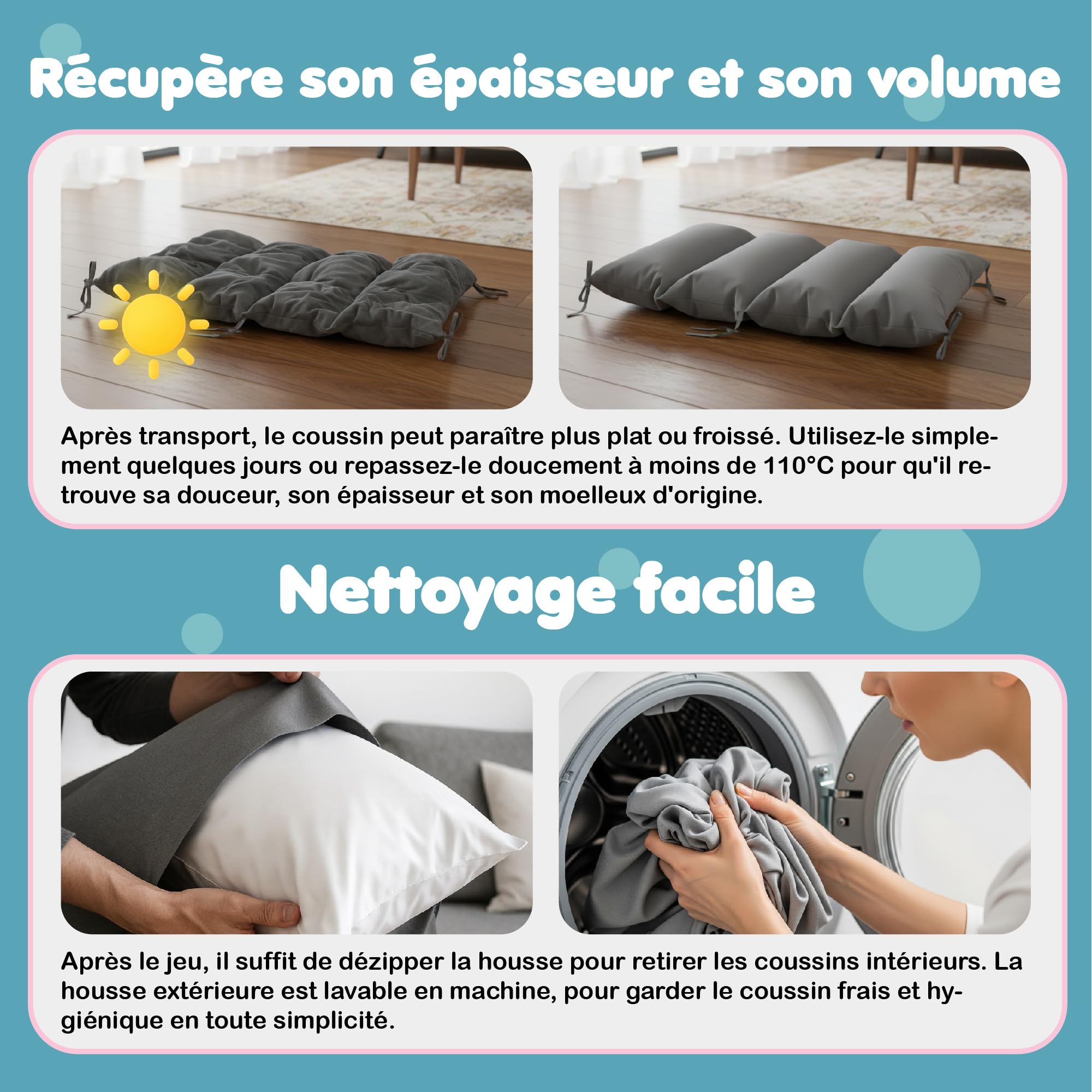 COSYLAND Coussin et Matelas Confortable pour Enfants – Arche Montessori et Arche d’Escalade Bébé – Tapis de Sol Sécurisé pour Aire de Jeux Intérieure – Gris