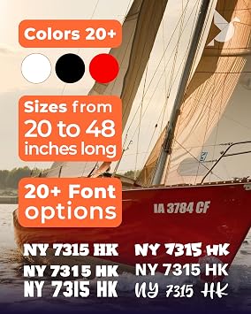 Custom Boat Registration Numbers Stickers, Pack of 2 Boat Lettering Decals