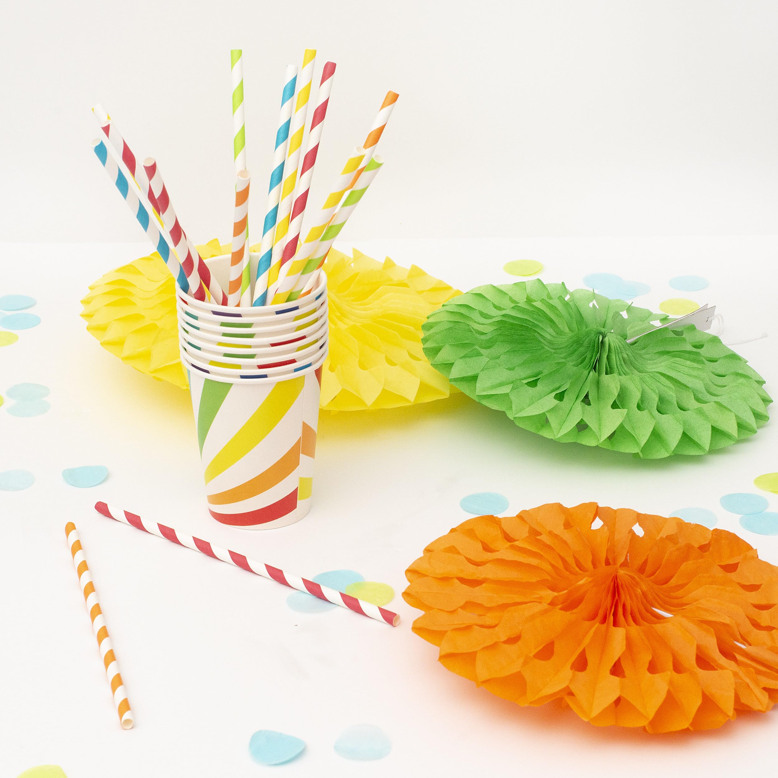 PUKKA party Stripy Paper Drinking Straws, 50 Pack in 5 Assorted Colors, Extra Strong and Durability Tested - Image 4
