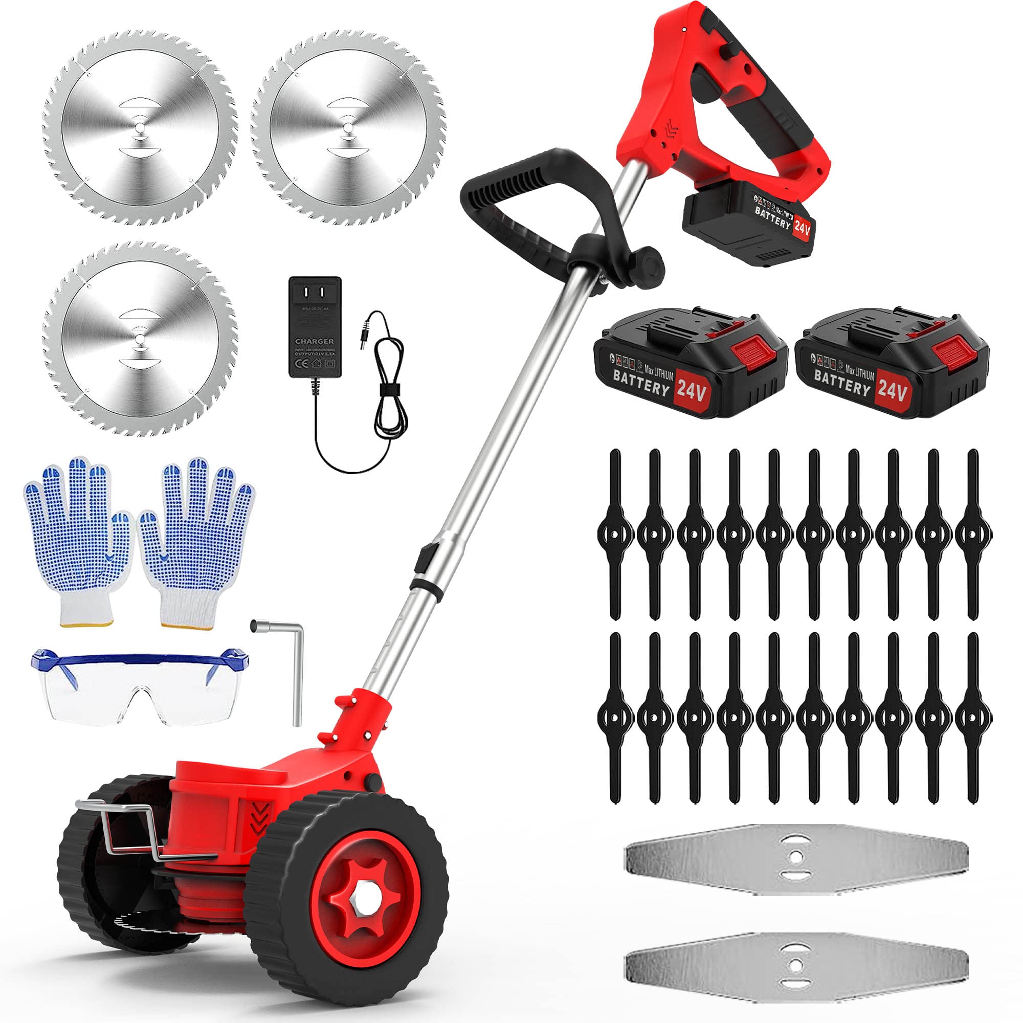 Rigel Weed Wacker Cordless Brush Cutter with 3 Types Blades, Stringless