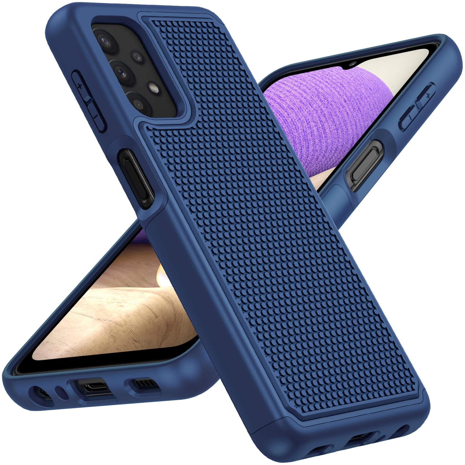 JXVM for Samsung Galaxy A32-5G Case: Dual Layer Protective Heavy Duty Cell Phone Cover Shockproof Rugged with Non Slip Textured Back - Military