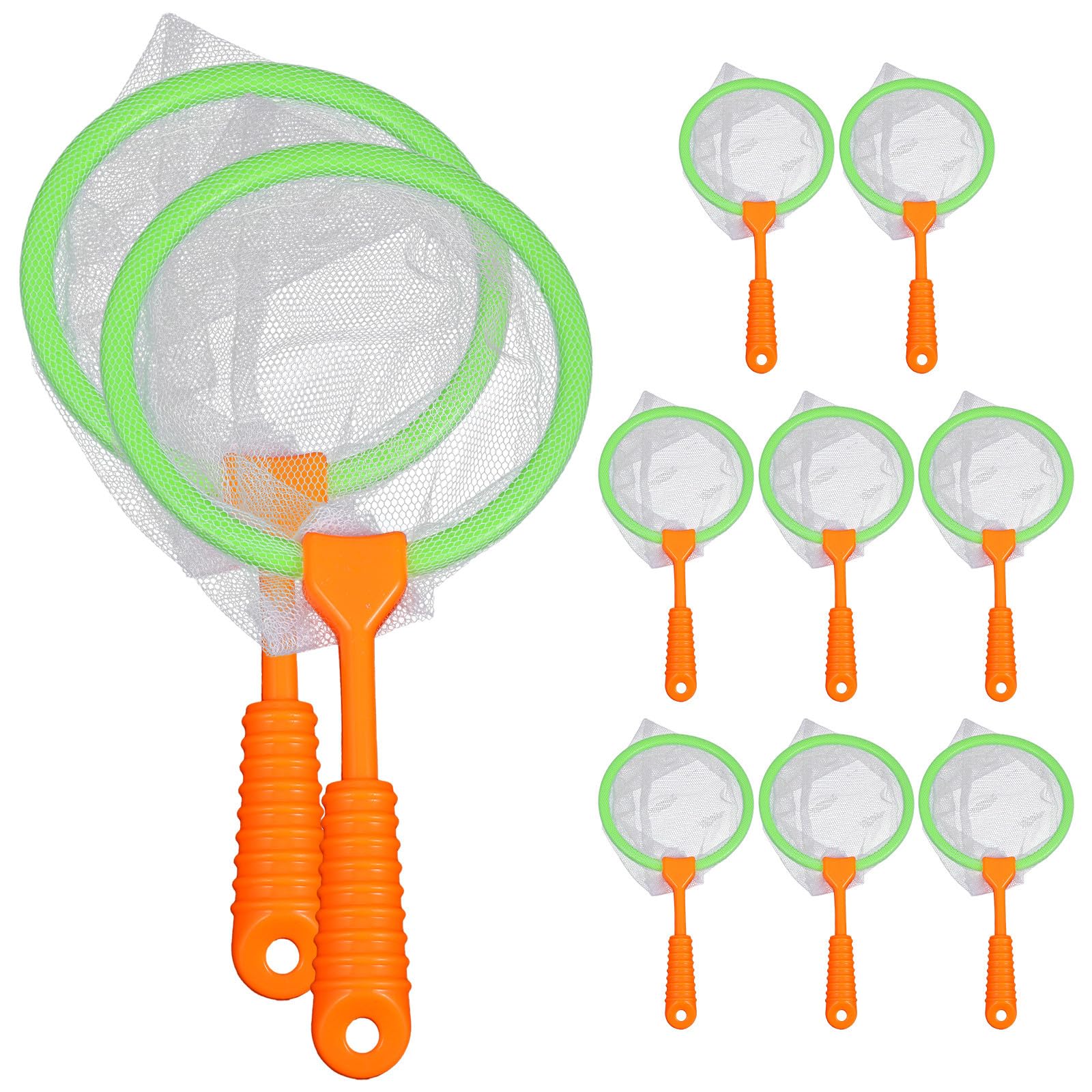 SEWACC 10 Packs Fishing Nets for Kids, 8.7 Inch Portable Plastic Fish Butterfly Bug Catcher Nets for Early Learning Tools, Outdoor Play Equipment (Random Color)