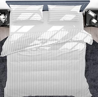 Rayyan Premium Egyptian Cotton Duvet Cover Set-Pure Cotton Hotel Quality Soft Satin Stripe Easy Care Bedding Quilt Cover Sets with Pillowcase (Super King, White Striped)