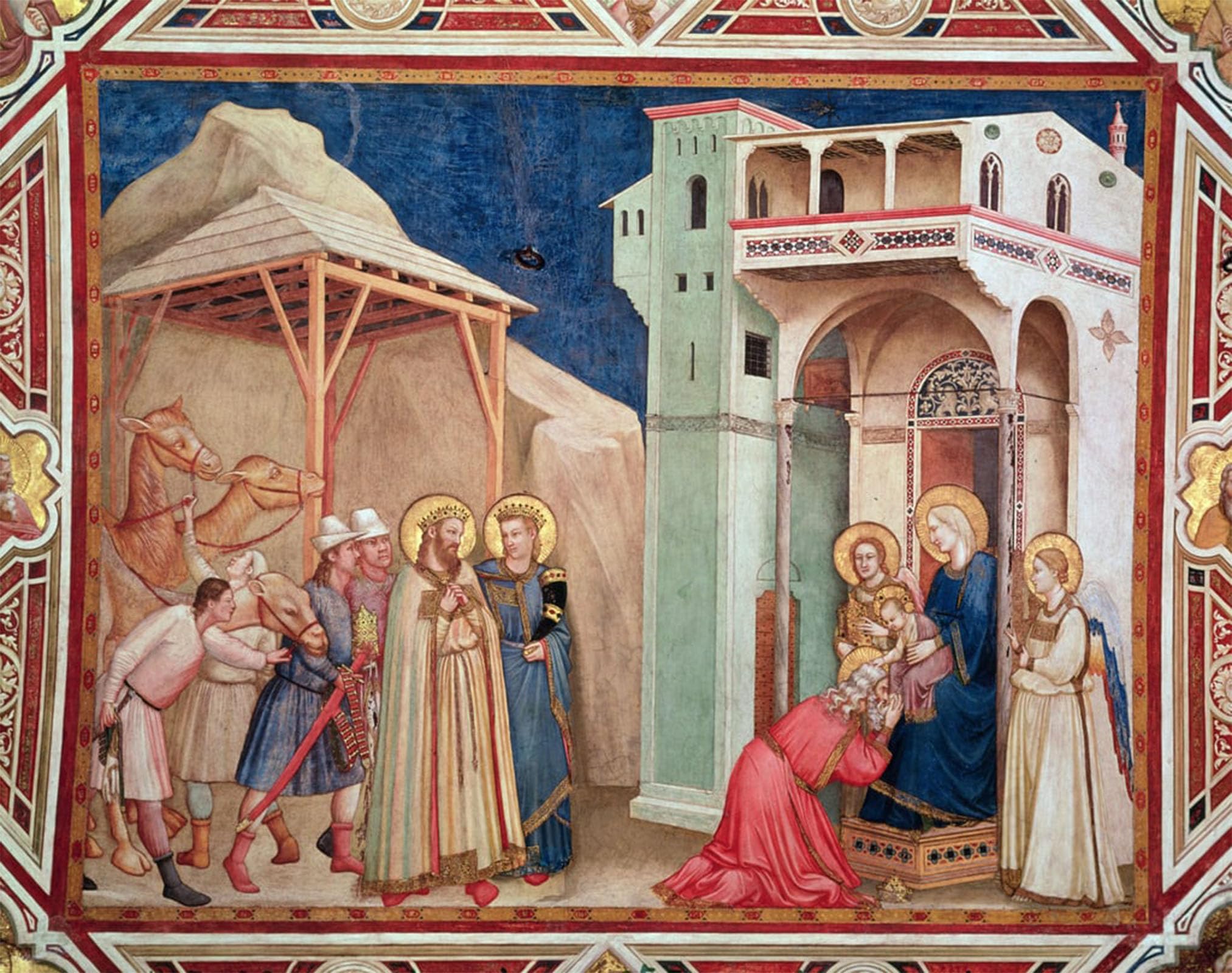 ARTXLXXBN Famous Painting Art Wall Decor Abstract Art Picture the Adoration of the Magi by Giotto Di Bondone Animal Pictures for Home Decor 60x90cm
