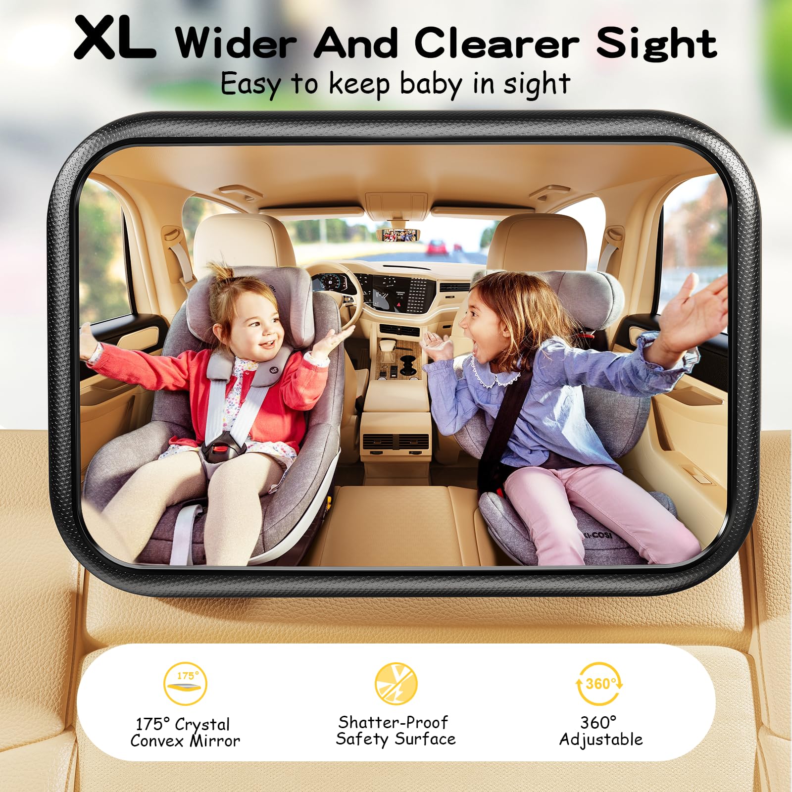 TAZENI Espejo de coche para bebé con luz para bebé, recargable, espejo de bebé para asiento de coche, diseño de clip de gancho con control remoto