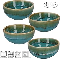 Vista 2 de Plato de cerámica para salsa de soja, cuencos pequeños, 3 pulgadas, juego de 4 (azul pastel)