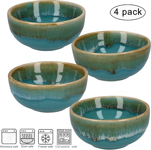 Miniatura 2 de Plato de cerámica para salsa de soja, cuencos pequeños, 3 pulgadas, juego de 4 (azul pastel)