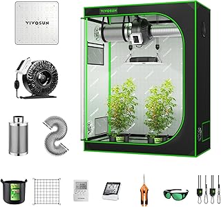 VIVOSUN GIY 4x2 Grow Tent Complete System, 4 x 2 ft. Grow Tent Kit Complete with VS1000 Led Grow Light, 4 Inch 203 CFM Inline Fan, Carbon Filter and 8 ft. Ducting Combo, 48" x 24" x 60"