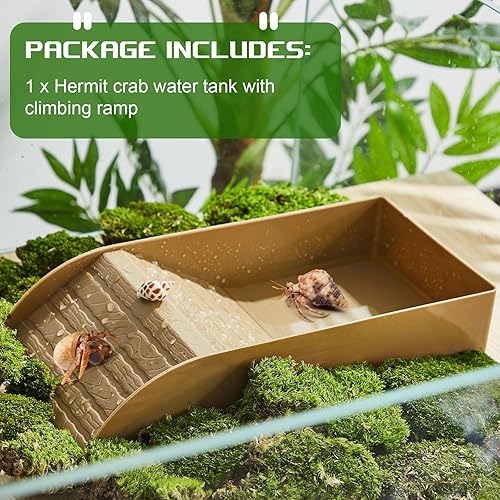 Miniatura 9 de Ziliny Tanque de agua de cangrejo ermitaño con rampa de escalada, juguete grande para escalada de reptiles, accesorios para hábitat de tortuga,