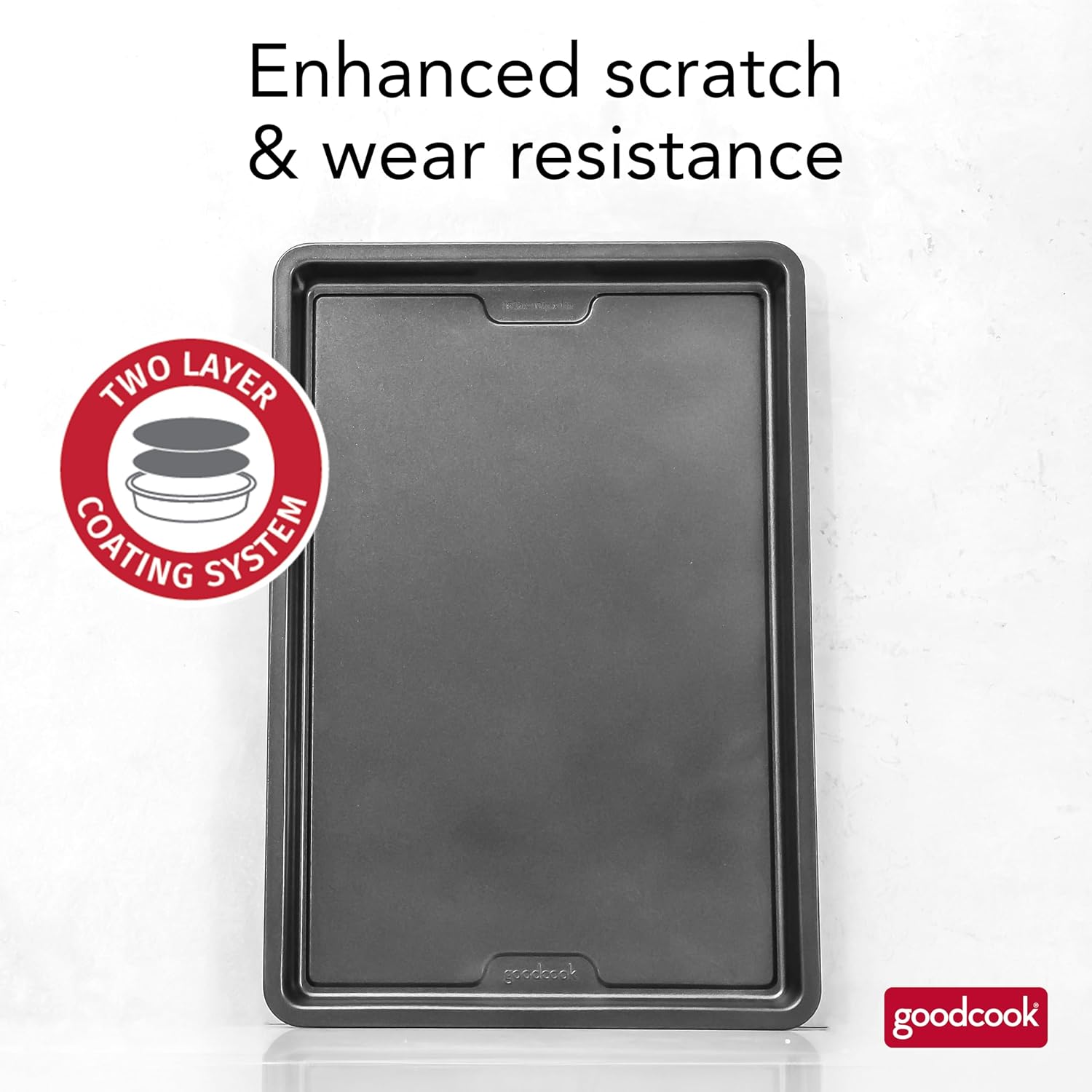 GoodCook PRO Medium Baking Sheet Pan Nonstick Warp & Scratch-Resistant Dishwasher-Safe Carbon Steel Construction for Even Baking Oven Safe to 480°F, 10 x 15-Inch, Gray