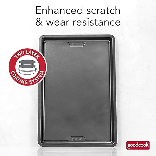 Miniatura 3 de GoodCook PRO - Bandeja para hornear mediana antiadherente, resistente a la deformación y a los arañazos, apta para lavavajillas, construcción de