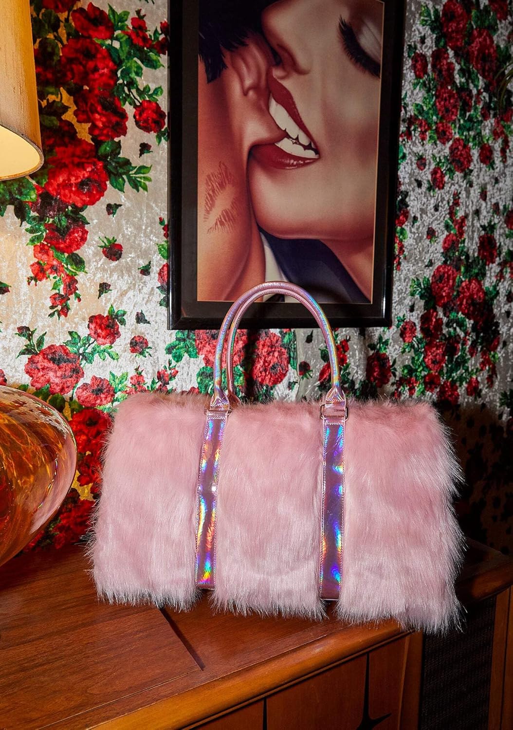 Dolls Kill Shagadelic Weekender by Sugar Thrillz - Pink Faux Fur Bag With Adjustable Straps, Perfect for Travel