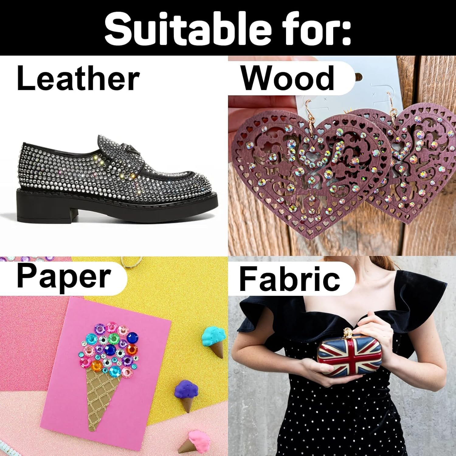 Outil d'application de strass thermocollants et kit de décoration avec 8600 strass, 6 embouts, pochoirs, étui pour tissu, cuir, création de bling DIY