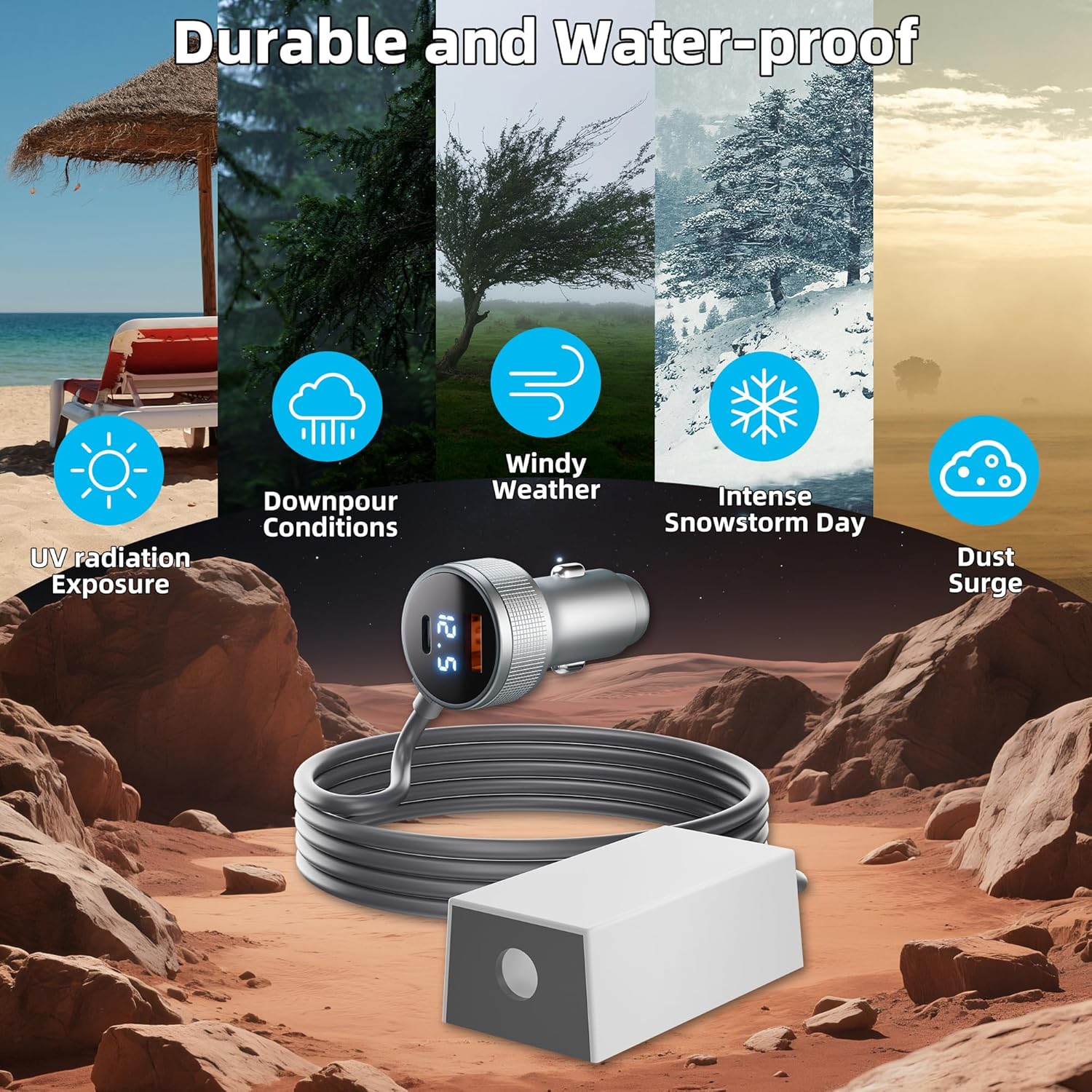 Starlink Mini 12V Car Adapter with Step Up Converter, Star Link Mini Power Cable 3FT 12V-24V to 30V Boost Cigarette Lighter 12 Volt Adapter with USB A QC 3.0, Type-C PD 45W Ports and Voltmeter