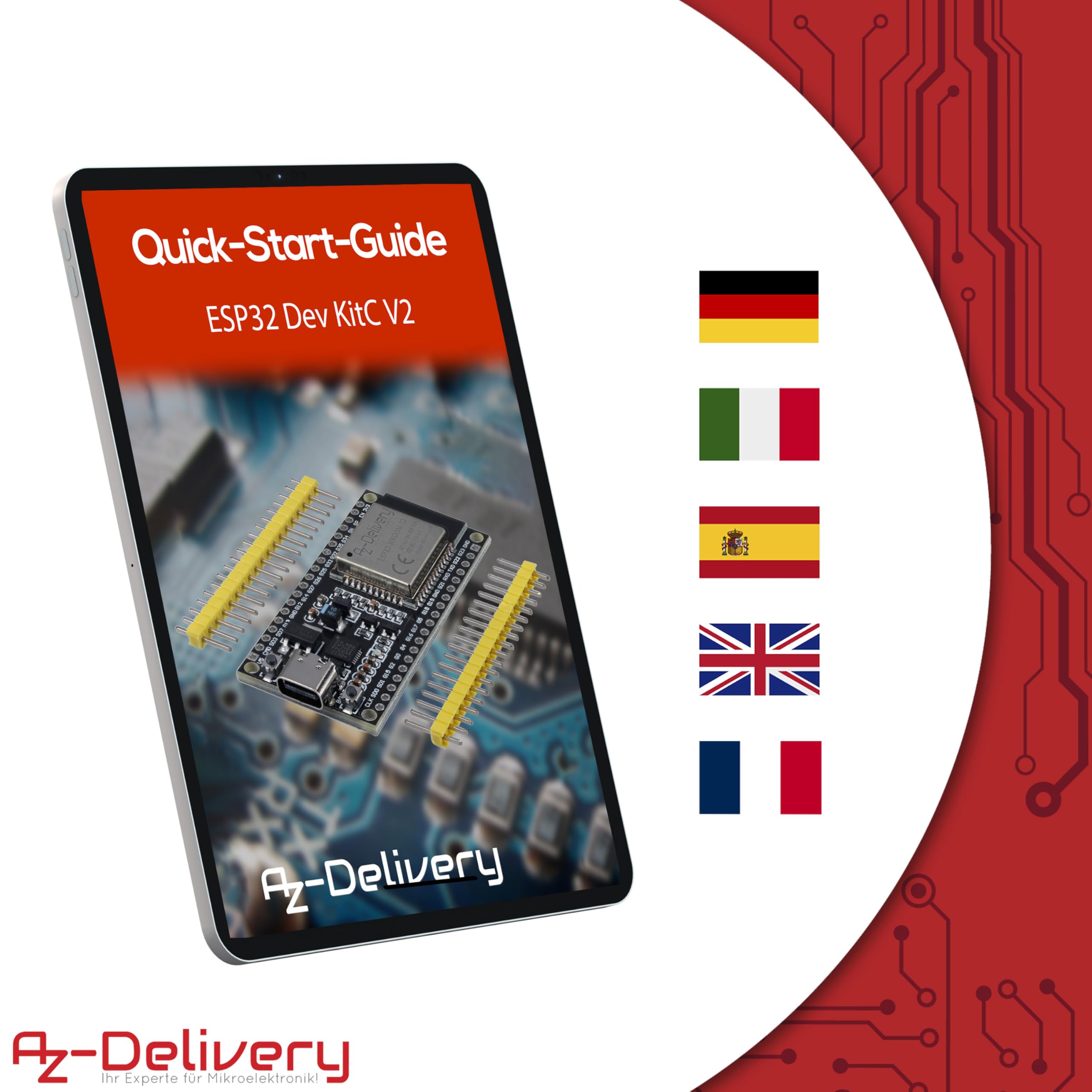AZDelivery 5 x ESP-32 Dev Kit C nielutowane NodeMCU moduły WLAN ze złączem USB-C WiFi Development Board z CP2102 (następca modelu ESP8266) kompatybilne z Arduino wraz z e-bookiem!