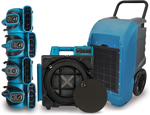XD-125 Commercial Water Flood Damage Restoration Package for Home Garage Basements Restrooms Restaurants Crawl Spaces-Includes 4 Mini Air