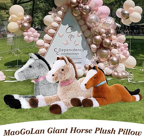 Miniatura 3 de MaoGoLan Peluche de caballo grande, juguete de peluche de caballo grande, caballo de peluche gigante, almohada de peluche de poni ridable para niños
