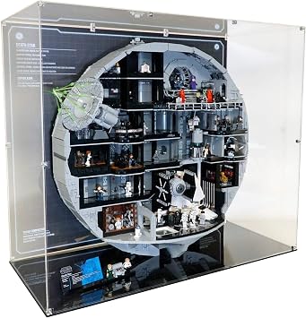 حافظة عرض متوافقة مع مجموعة LEGO 75419 Death Star UCS حافظة عرض شفافة مقاومة للغبار من الأكريليك لعشاق حرب النجوم - المجموعة غير متضمنة
