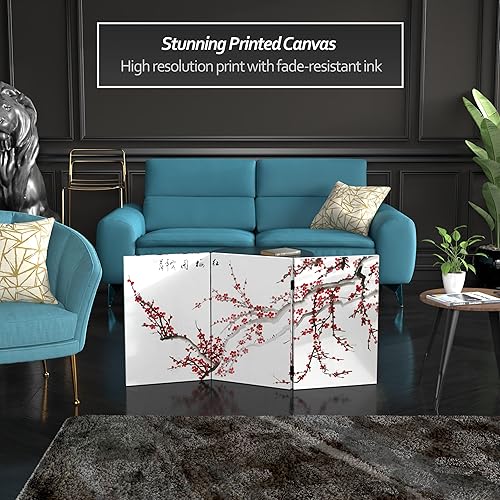 Miniatura 2 de Red Lantern Pantalla plegable de lona corta de doble cara de 2 pies con 3 paneles independientes y separador para dormitorio moderno y