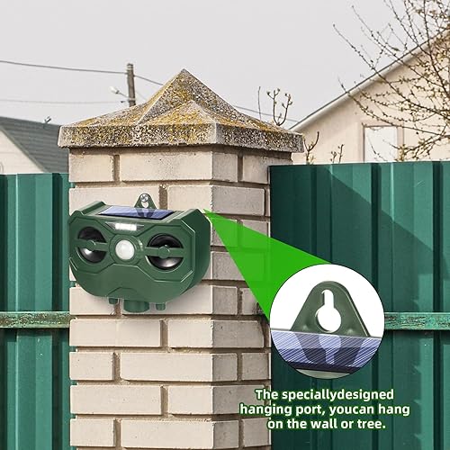 Miniatura 6 de Repelente ultrasónico de animales para exteriores, repelente solar de animales con sensor de movimiento, luz intermitente, dispositivos disuasorios