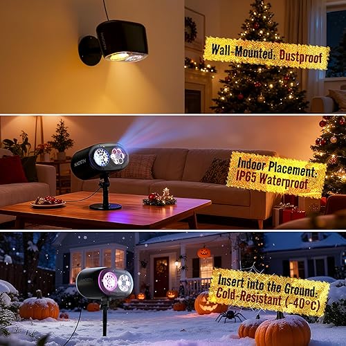 Miniatura 6 de Luces de proyector de Navidad - NACATIN 2023 - Luces LED de paisaje con ondas oceánicas 2 en 1, impermeables, luces de proyección para interiores y