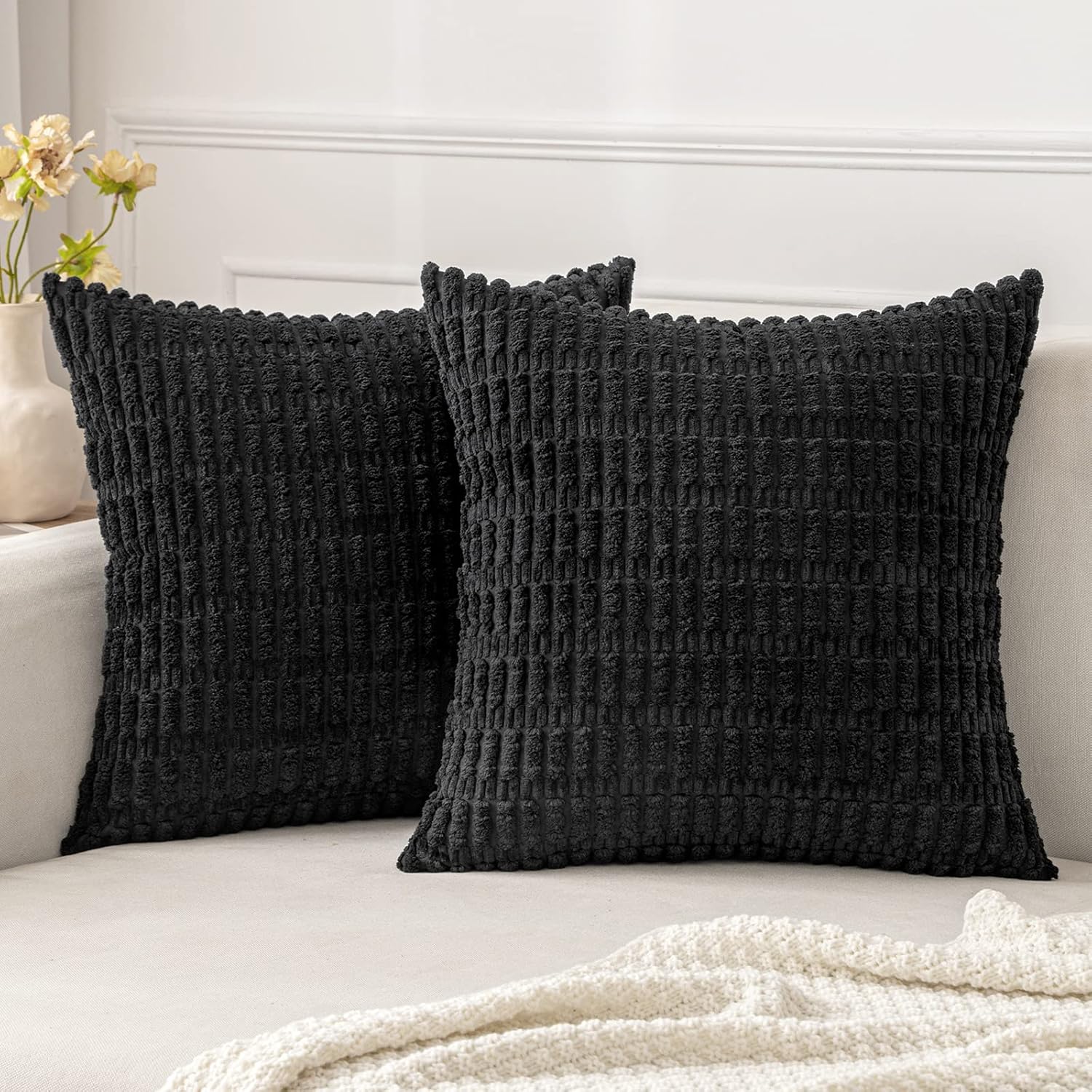 MIULEE Pack of 2 Corduroy Decorative Throw Pillow Covers