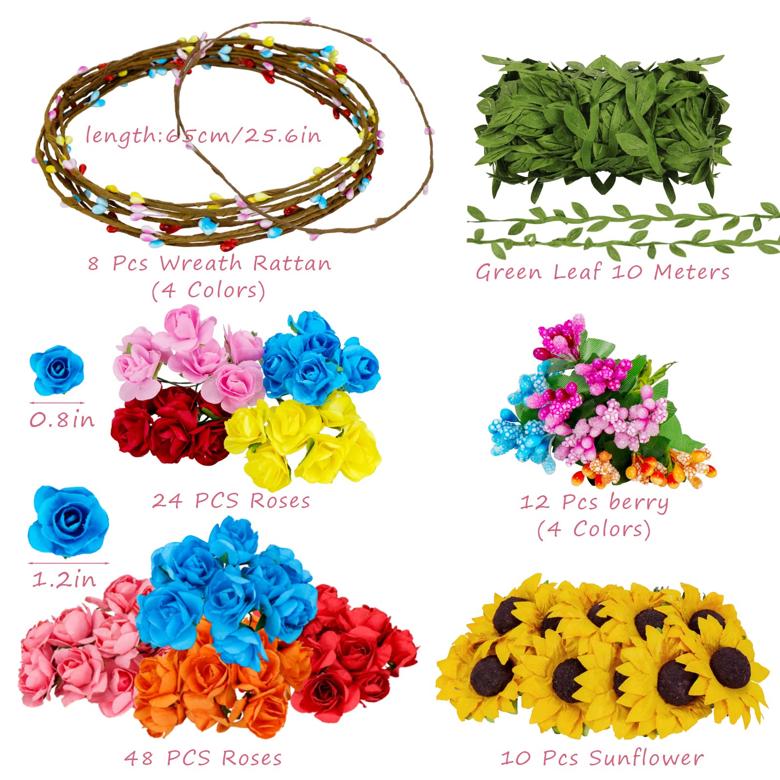 Meetory Couronne de fleurs pour adultes - Décoration de cheveux Kit de bricolage Pour Amateur de bricolage anniversaire d'enfant Bijoux de cheveux Fête de mariage vacances anniversaire
