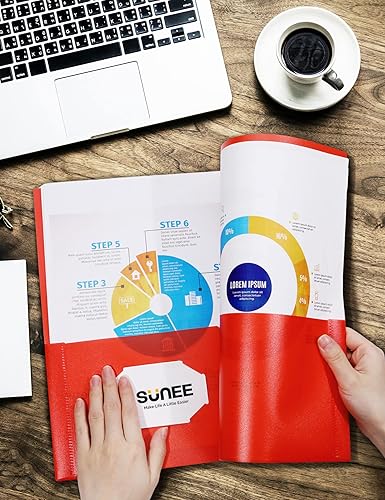 Miniatura 5 de SUNEE Carpetas de plástico de alta resistencia con 2 bolsillos (paquete de 24 unidades, color rojo) para papel tamaño carta de 8.5 x 11 pulgadas,