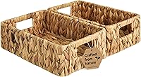 StorageWorks Small Water Hyacinth Wicker Storage Baskets, 2-Pack - Handwoven Organizing Bins for Living Room, Kitchen, Shelf & Bathroom