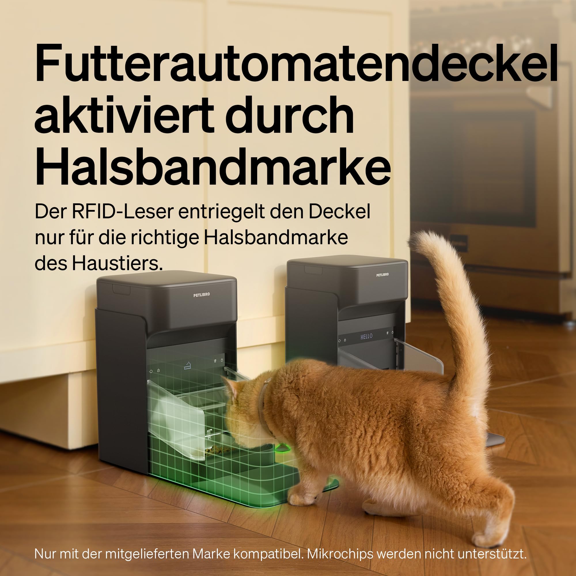 PETLIBRO Futterautomat Katze RFID, 5G Wi-Fi Katzenfutter Automat, Futterspender Katze mit Collar-Tag-Sensor, Automatischer Katzenfutterspender mit App, 1–10 Mahlzeiten, 3L, Schwarz