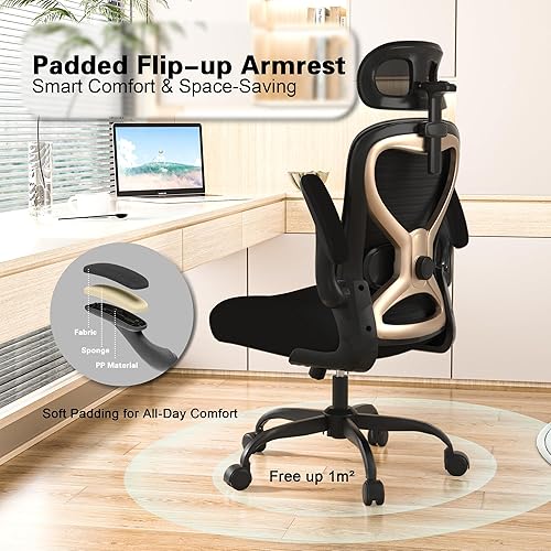 Miniatura 7 de Silla de oficina para aliviar el dolor de espalda y cuello, asiento de espuma virgen, reposacabezas lumbar y 3D ajustable 2D, reposabrazos