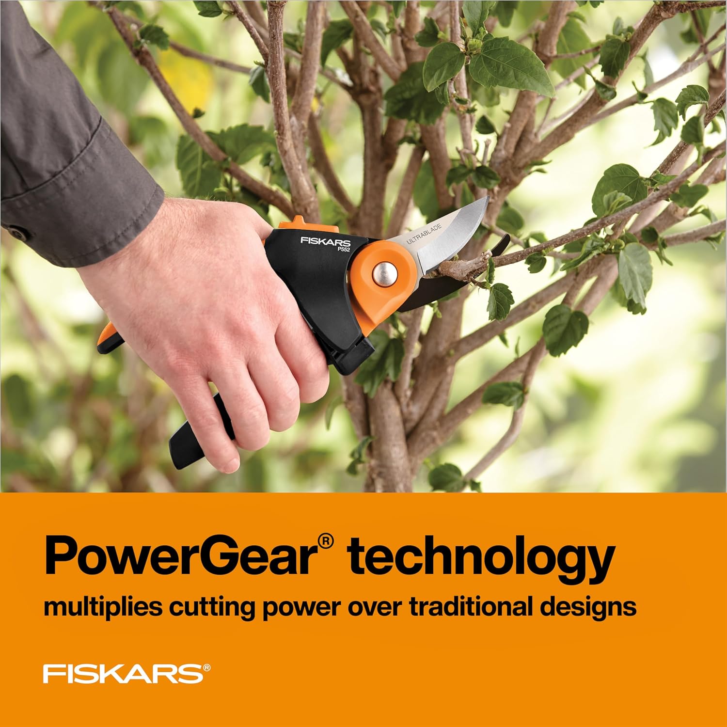 Fiskars Pruning Shears, PowerGear2 Technology Multiplies Power, Rolling Handle for Ease of Use, 3/4-Inch Cut Capacity Bypass Pruner, UltraBlade Coating and SoftGrip, Garden and Yard Tools - Image 4