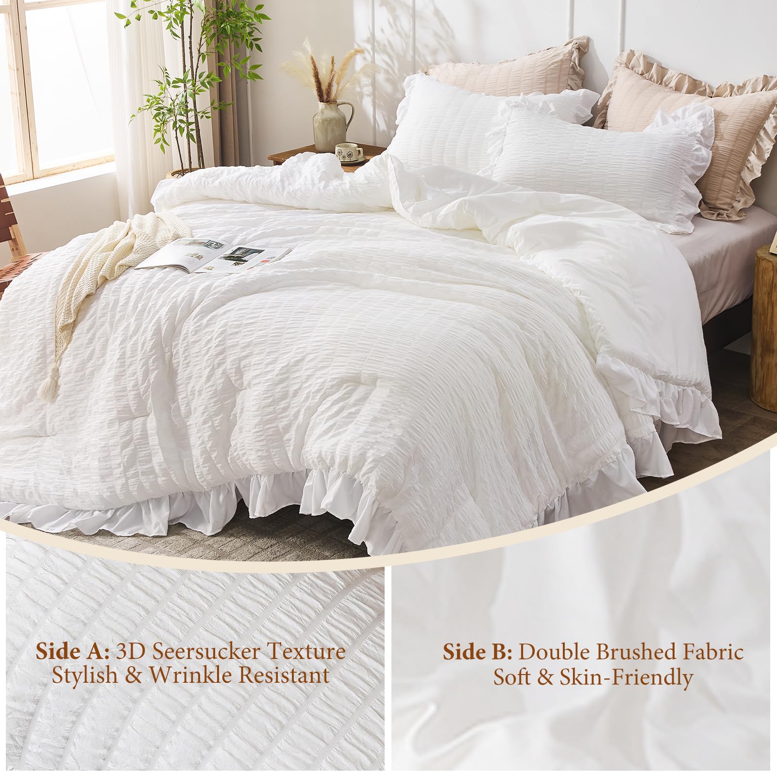 Jollyvogue Seersucker Comforter Set - Queen Size -5
